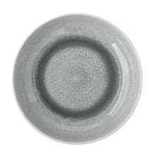 Reactive stoneware pasta bowl, light gray speckled interior and rim