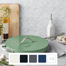 Green ceramic jumbo cooker with lid and stainless handles