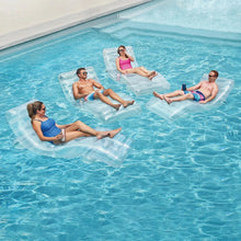 Clear inflatable chaise lounger float with headrest and leg supports