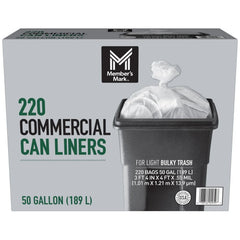 Member's Mark 50-Gallon Commercial Can Liners, 220 ct. - USA MEGA SHOP