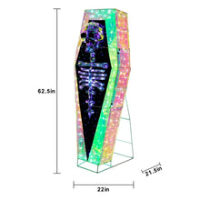 Pre-lit prismatic coffin yard decoration, 62.5 in tall, 22 in wide, multicolor LEDs