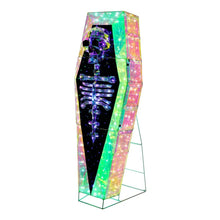 Pre-lit prismatic coffin yard decoration angled view with multicolor LED light bars