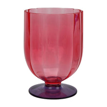 Red 2-tone goblet with translucent cup and dark purple foot base