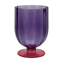 Purple 2-tone goblet with translucent cup and red foot base