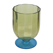 Olive 2-tone goblet with tinted cup and blue foot base