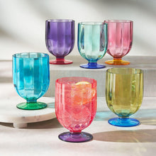 Set of six 2-tone outdoor goblets with assorted tinted glass cups and bases