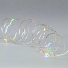 Looped clear LED micro wire lights with small multicolor bulbs