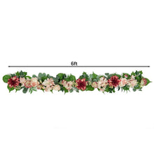 6ft pink and cream spring floral garland with mixed flowers and leafy vines