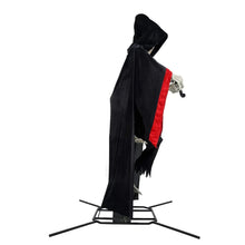 Pre-lit graveyard violinist decoration: black hooded robe with red side trim, violinist
