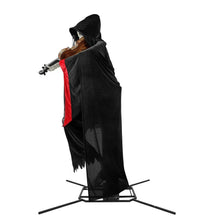Pre-lit graveyard violinist decoration: hooded skeleton with violin, black robe and red sash