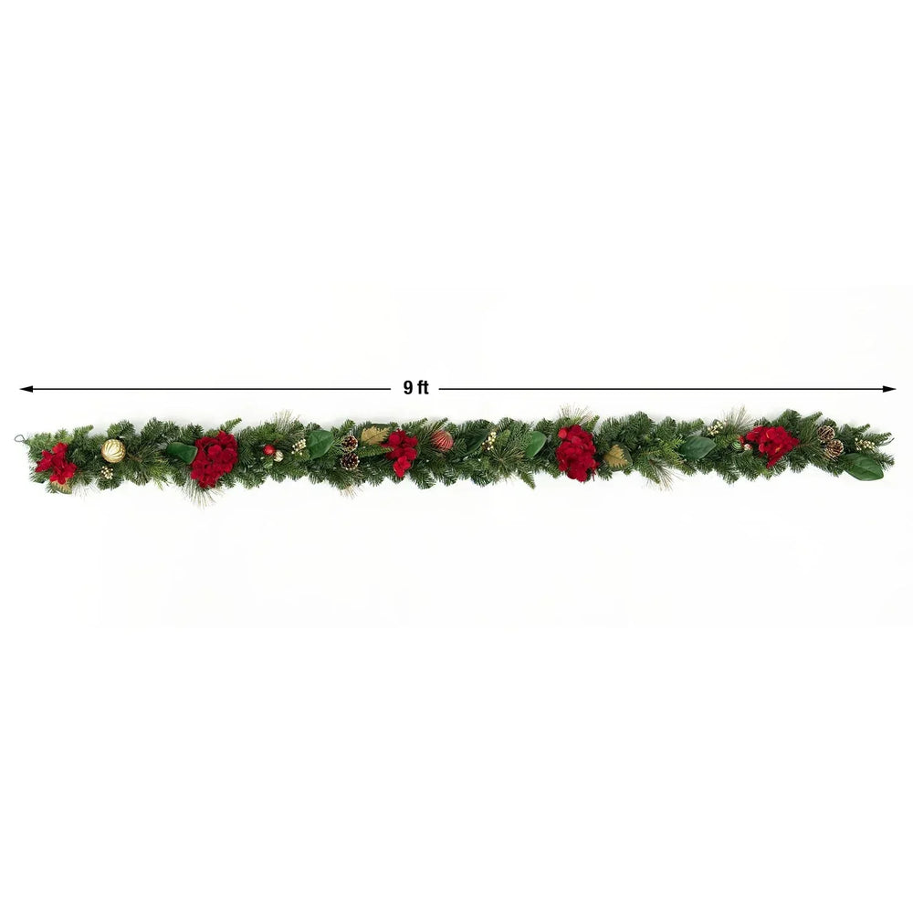 Member's Mark 9' Red Pre-Lit Decorated Garland - USA MEGA SHOP