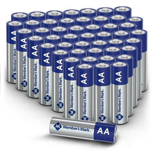 AA alkaline batteries in assorted cylinders, ready-to-use pack