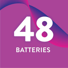 48 AA batteries pack size graphic for alkaline batteries