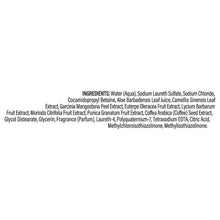 Aloe vera hand soap ingredients panel with product composition text