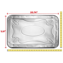 Full-size aluminum steam table pan lid, embossed oval panel, 20.74 in length