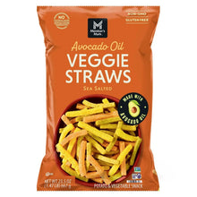 Avocado oil veggie straws sea salted snack bag with straw illustrations