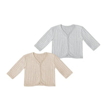 Baby knit cardigans 2-pack, heather gray and beige V-neck snap fronts