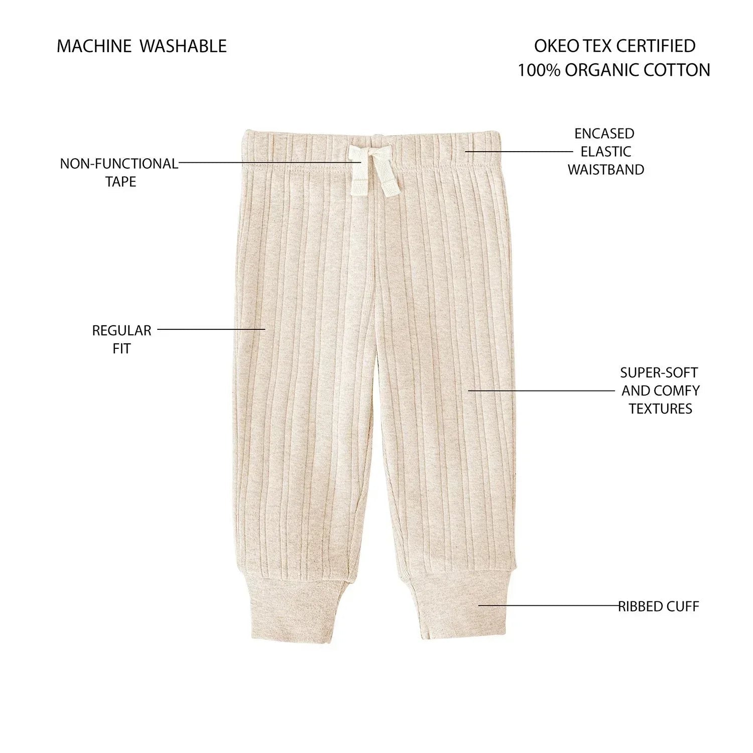 Member's Mark Baby 3-Pack Organic Cotton Rib Pant