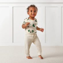 Light beige infant rib cotton pants with drawstring, elastic waist, ribbed cuffs