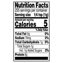 Bang Bang seasoning Nutrition Facts label with serving size and calories details