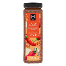 Cajun seasoning bottle with orange-and-red label and dried spice blend graphics