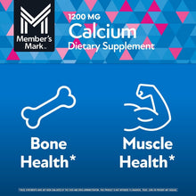 Calcium dietary supplement label with Bone Health and Muscle Health icons