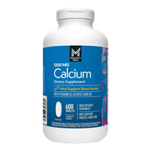 Calcium dietary supplement bottle, 600 tablets, 1200 mg, with Vitamin D3 label