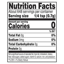 Cayenne pepper bottle nutrition facts label with serving size and calories info