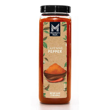 Cayenne pepper spice bottle with black cap and red-brown seasoning label