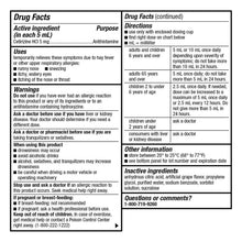 Children's cetirizine hydrochloride oral solution Drug Facts label panel