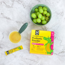 Children’s probiotic powder box with unflavored stick packs
