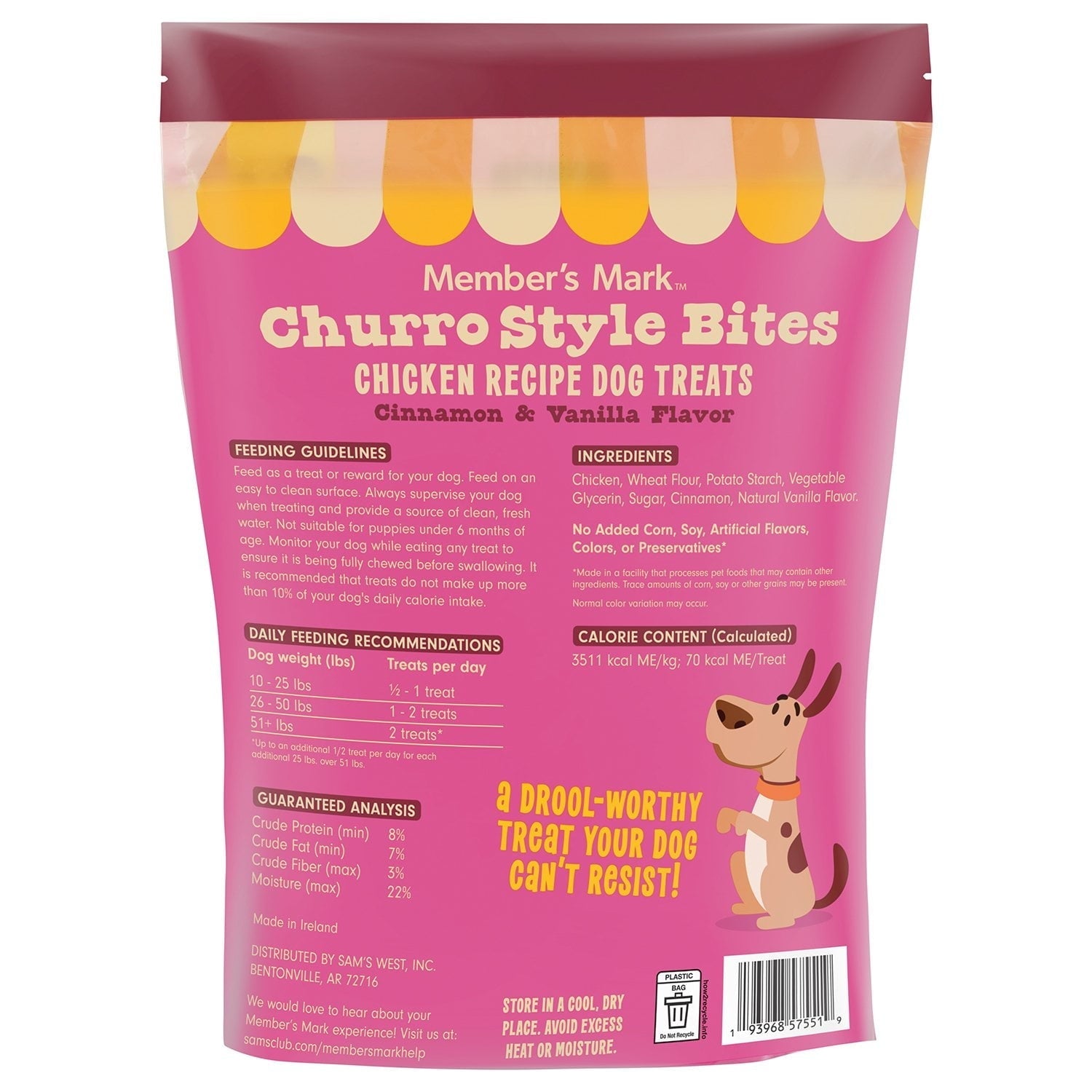 Member's Mark Churro Style Bites, Chicken Recipe Dog Treats, Cinnamon & Vanilla Flavor, 3 lbs.