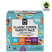 Classic coffee variety pack box, 100 single-serve cups, assorted roast flavors