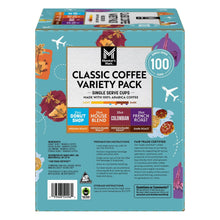Coffee variety pack box back panel with ingredients, preparation, and barcode