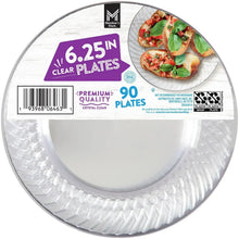 Clear round disposable plastic plates, 6.25 in, packaged set of 90