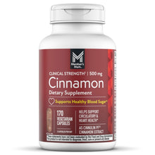 Cinnamon 500 mg dietary supplement bottle with 170 vegetarian capsule label