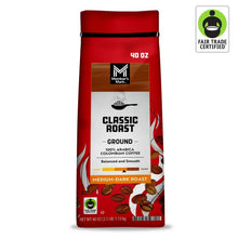 Medium-dark roast ground coffee bag, 40 oz, Classic Roast label