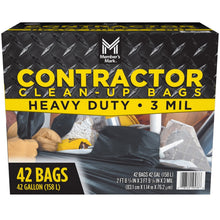 42-gallon contractor clean-up bags, heavy duty 3 mil, black (42 count) in box