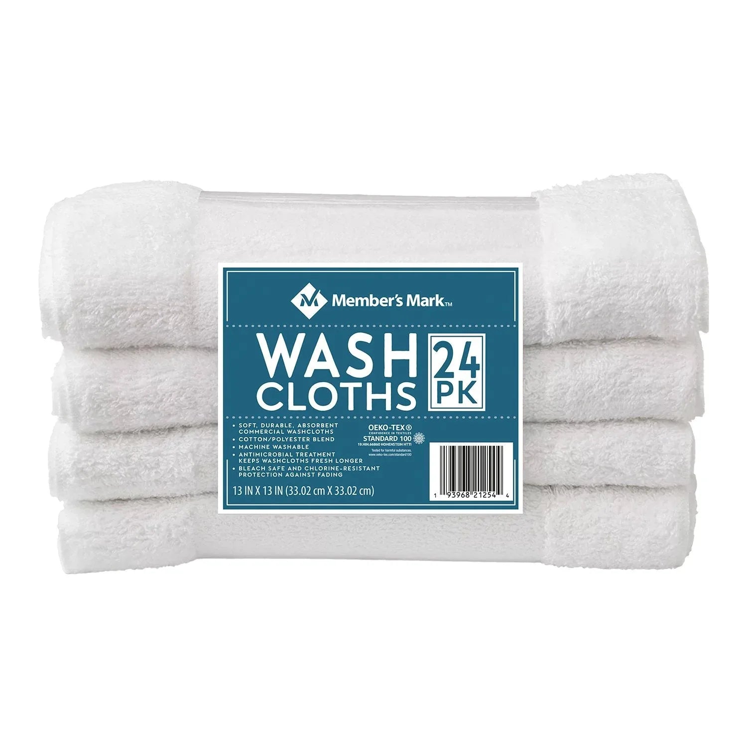 Member's Mark Commercial Hospitality Washcloths, White, 24-Pack - USA MEGA SHOP