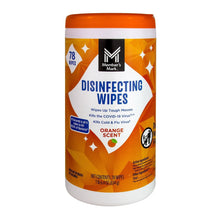 Disinfecting wipes canister, orange scent, 78 wipes per tub