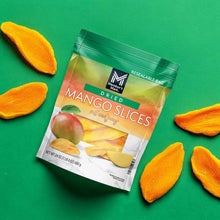 Dried mango slices resealable bag with mango slices around it