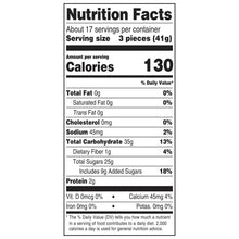 Nutrition Facts panel for dried mango slices, 130 calories per serving