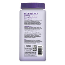 Elderberry gummies back label with product description and ingredient information