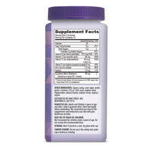 Elderberry gummies back label supplement facts on a purple capped bottle
