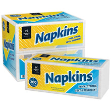 Stacked white napkin packs, 1-ply disposable napkins in rectangular boxes