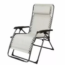 Oversized anti-gravity recliner chair with light seat and back cushion, black frame