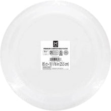 Plain white round paper plate back with a small label area