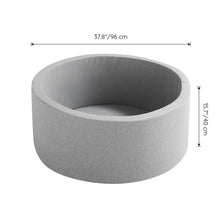 Gray foam ball pit with open top, empty interior shown from side