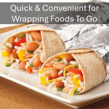 Takeout wrap with vegetable filling wrapped in aluminum foil