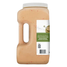 Creamy beige Italian dressing bottle with back label panel and side handle cutout